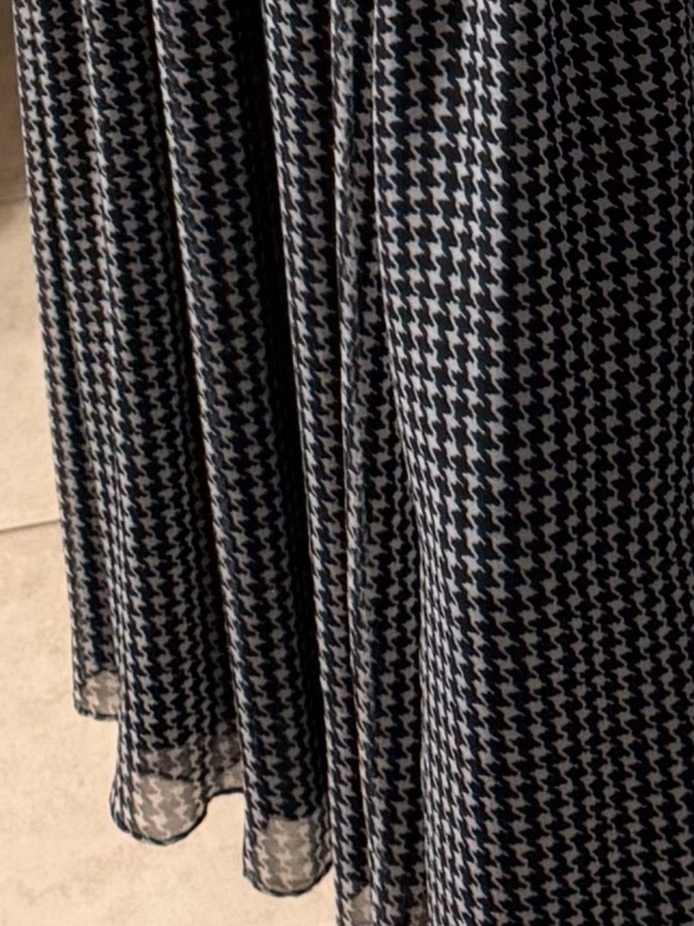 Black & White Houndstooth Maxi Dress with Tie Neck - Picture 8 of 11